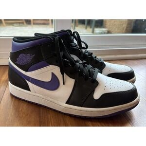 Air Jordan 1 MID Mens 11 Court Purple White Black